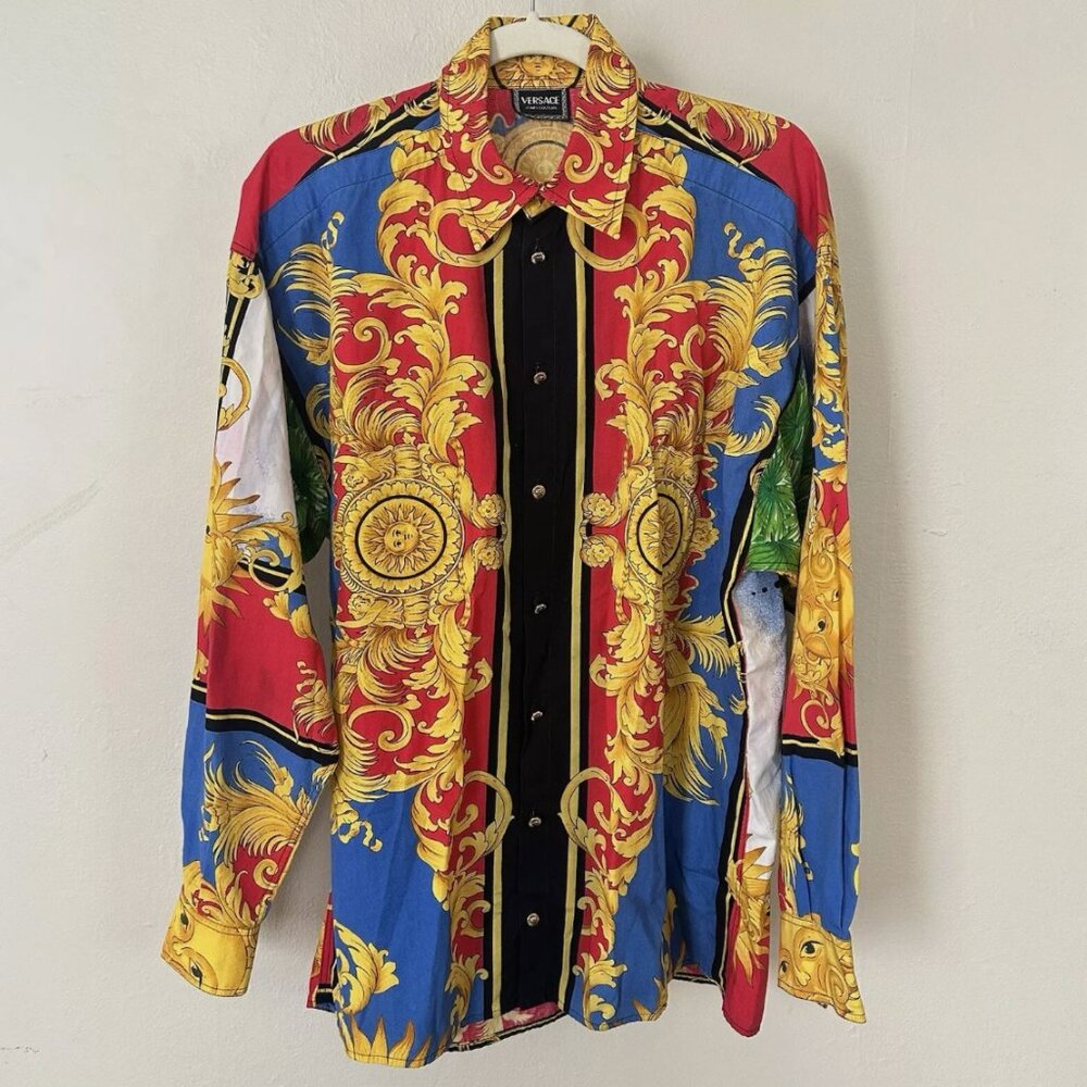Versace Jeans Couture Sm Shirt Miami Collection Vintage Jacquardian